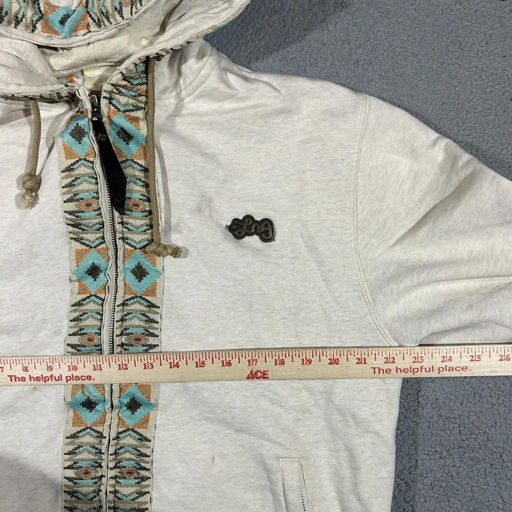 LRG Men's Cream Full Zip Hoodie Aztec Southwestern 90s Vintage Mens Medium #3328